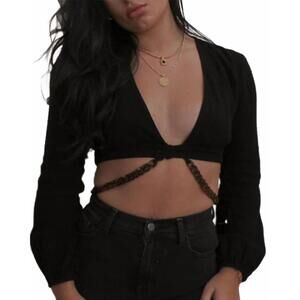 NEW ENDLESS BLU. chained to you crop top in black